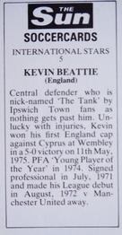 1978-79 The Sun Soccercards #5 Kevin Beattie Back