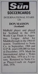 1978-79 The Sun Soccercards #126 Don Masson Back