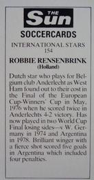 1978-79 The Sun Soccercards #154 Rob Rensenbrink Back