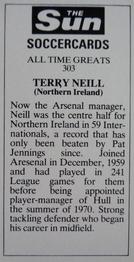 1978-79 The Sun Soccercards #303 Terry Neill Back