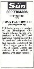 1978-79 The Sun Soccercards #379 Jimmy Calderwood Back