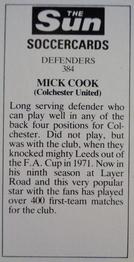 1978-79 The Sun Soccercards #384 Mick Cook Back