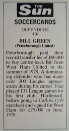 1978-79 The Sun Soccercards #416 Bill Green Back