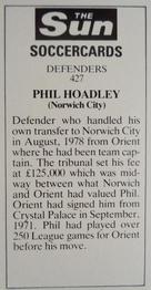 1978-79 The Sun Soccercards #427 Phil Hoadley Back