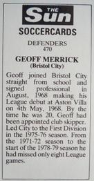 1978-79 The Sun Soccercards #470 Geoff Merrick Back