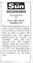 1978-79 The Sun Soccercards #489 Paul Reaney Back