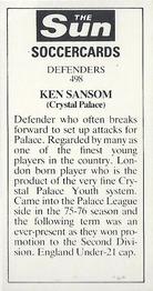 1978-79 The Sun Soccercards #498 Ken Sansom Back