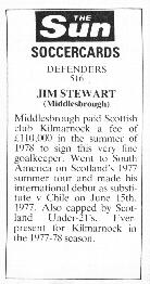 1978-79 The Sun Soccercards #516 Jim Stewart Back