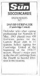 1978-79 The Sun Soccercards #517 David Stringer Back