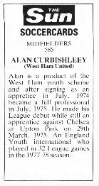 1978-79 The Sun Soccercards #585 Alan Curbishley Back