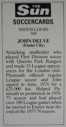 1978-79 The Sun Soccercards #589 John Delve Back