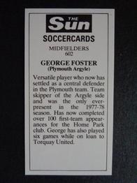 1978-79 The Sun Soccercards #602 George Foster Back