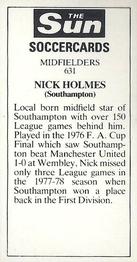 1978-79 The Sun Soccercards #631 Nick Holmes Back