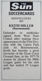 1978-79 The Sun Soccercards #666 Keith Miller Back