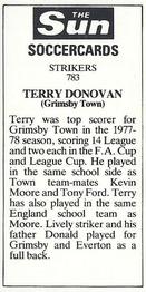 1978-79 The Sun Soccercards #783 Terry Donovan Back
