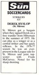 1978-79 The Sun Soccercards #835 Derek Hyslop Back