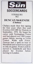 1978-79 The Sun Soccercards #862 Duncan McKenzie Back