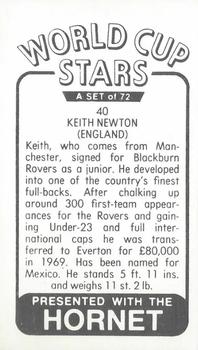 1970 D.C. Thomson World Cup Stars #40 Keith Newton Back