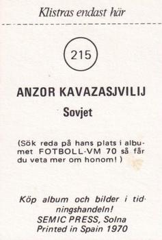 1970 Semic Press Fotboll VM 70 #215 Anzor Kavazashvili Back
