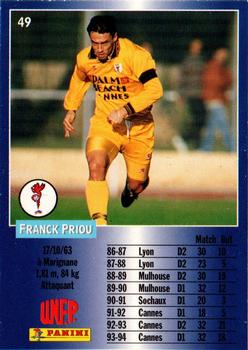 1994-95 Panini UNFP #49 Franck Priou Back