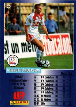 1994-95 Panini UNFP #72 Kennet Andersson Back