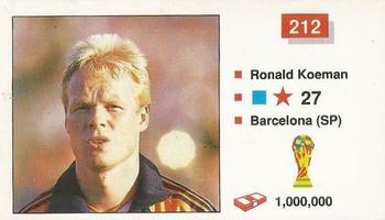 1990 Merlin The World Cup Sticker Collection Italia 1990 #212 Ronald Koeman Front