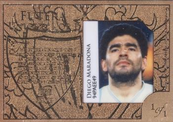 2006 Futera World Football UNIQUE - Gold Framed Autograph #NNO Diego Maradona Front