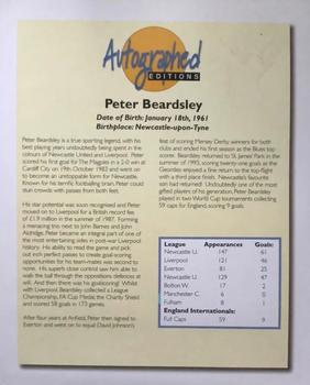 1998-99 Westminster Collection - British Football Greats Autographed Edition #NNO Peter Beardsley Back