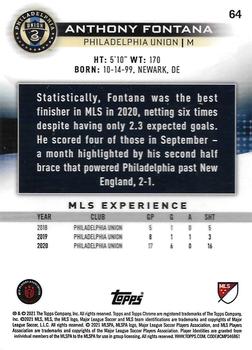 2021 Topps Chrome MLS #64 Anthony Fontana Back