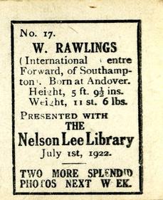 1922 Nelson Lee Library Footballers #17 Bill Rawlings Back