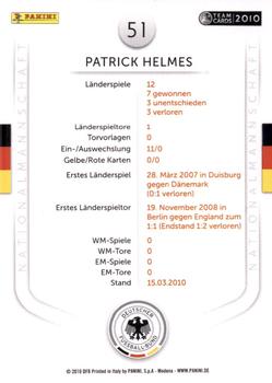 2010 Panini Die Nationalmannschaft #51 Patrick Helmes Back
