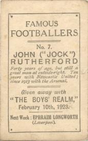 1922-23 The Boys Realm Famous Footballers #7. Jock Rutherford Back