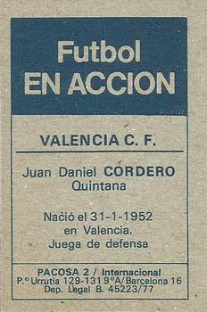 1977-78 Pacosa Futbol en Accion #NNO Cordero Back