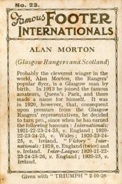 1926 Amalgamated Press Famous Footer Internationals #23 Alan Morton Back