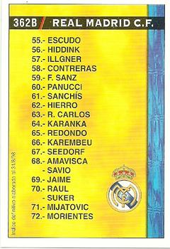 1998-99 Mundicromo Las Fichas de la Liga #362a Real Sociedad - Real Madrid (Indice 31.08.1998) Back