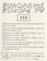 1996 Panini Europa Europe Stickers #250 Gianfranco Zola Back