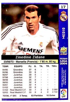 2003-04 Mundicromo Las Fichas de la Liga 2004 #17 Zidane Back