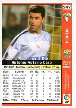 2003-04 Mundicromo Las Fichas de la Liga 2004 #247 Notario Back