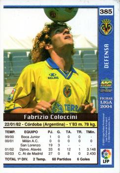 2003-04 Mundicromo Las Fichas de la Liga 2004 #385 Coloccini Back