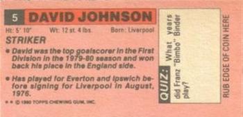 1980-81 Topps Footballer (Pink Back) - Singles #5 David Johnson Back