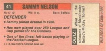 1980-81 Topps Footballer (Pink Back) - Singles #41 Sammy Nelson Back