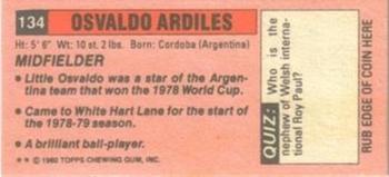1980-81 Topps Footballer (Pink Back) - Singles #134 Osvaldo Ardiles Back