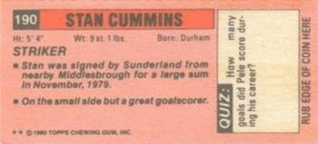 1980-81 Topps Footballer (Pink Back) - Singles #190 Stan Cummins Back