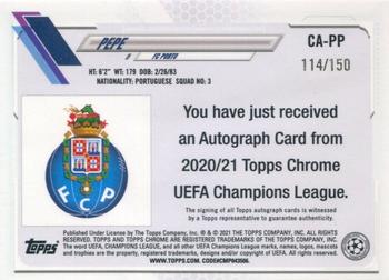 2020-21 Topps Chrome UEFA Champions League - Chrome Autographs Blue #CA-PP Pepe Back
