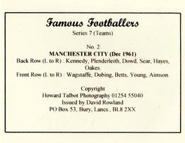 2000 David Rowland Famous Footballers Series 7 (Teams Through The Years) #2 Manchester City 1961 Back