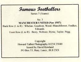 2000 David Rowland Famous Footballers Series 7 (Teams Through The Years) #3 Manchester United 1957 Back