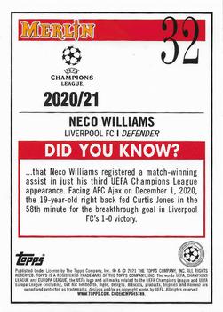 2020-21 Merlin Chrome UEFA Champions League - Aqua Prism #32 Neco Williams Back