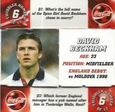 1998 Coca Cola England Player Trivia Twiddlers #NNO David Beckham Front