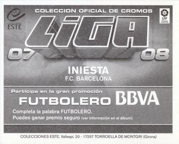 2007-08 Panini Liga Este Stickers #NNO Iniesta Back
