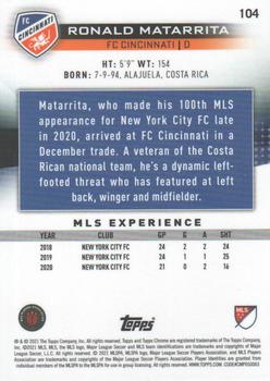 2021 Topps Chrome Sapphire Edition MLS #104 Ronald Matarrita Back